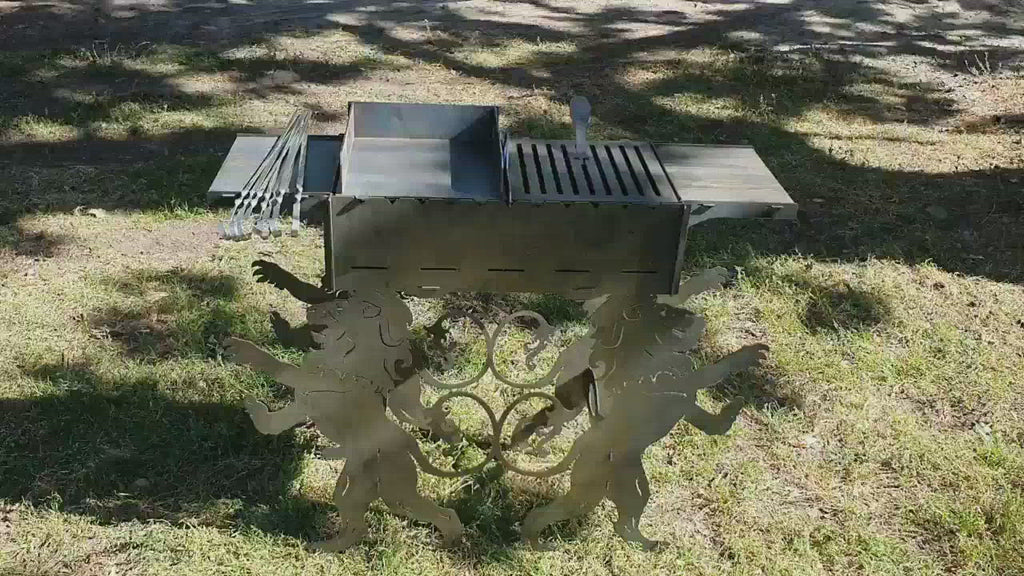 Video. Lion fire pit, grill and bbq. DXF files for plasma, laser, CNC. Firepit.