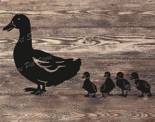 Picture.  Duck and ducklings. Metal art DXF files for plasma, laser, CNC, waterjet. Home wall vector art.