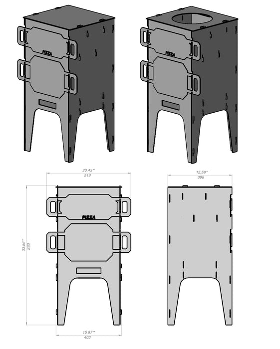 Picture - 26. Pizza Oven and Stove for Cauldron. DXF files for plasma, laser, CNC. Outdoor pizza.