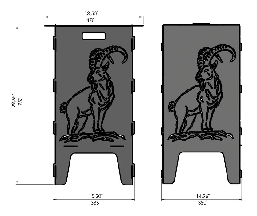 Picture - 6. Wild goat fire pit, grill and bbq. DXF files for plasma, laser, CNC. Firepit.