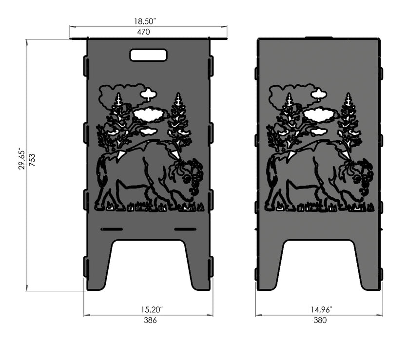 Picture - 8. Bison fire pit, grill and bbq. DXF files for plasma, laser, CNC. Firepit.