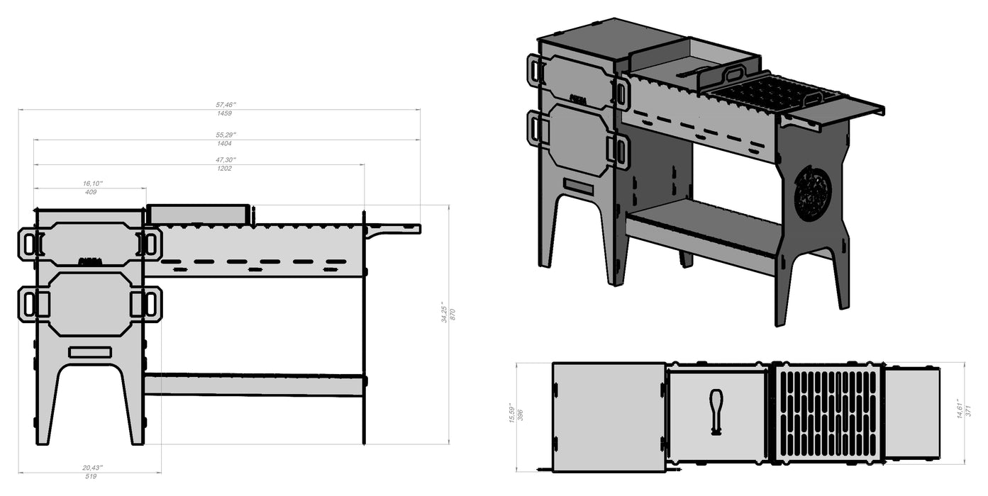 Picture - 15. Pizza Oven and Stove for Cauldron and Barbecue grill. DXF files for plasma, laser, CNC.