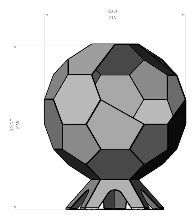 Picture - 10. Ball 28" V2 fire pit for camping or backyard. DXF files for plasma, laser, CNC. Firepit.
