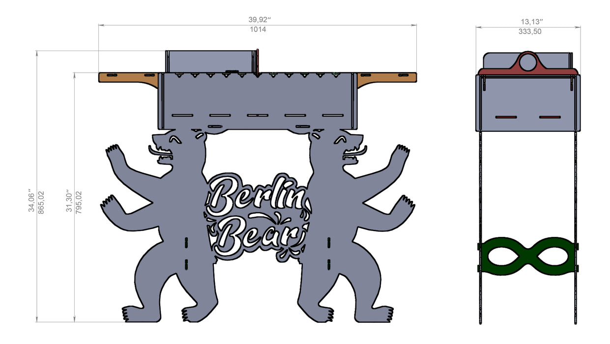 Picture - 5. Berlin Bear fire pit, grill and bbq. DXF files for plasma, laser, CNC. Firepit.