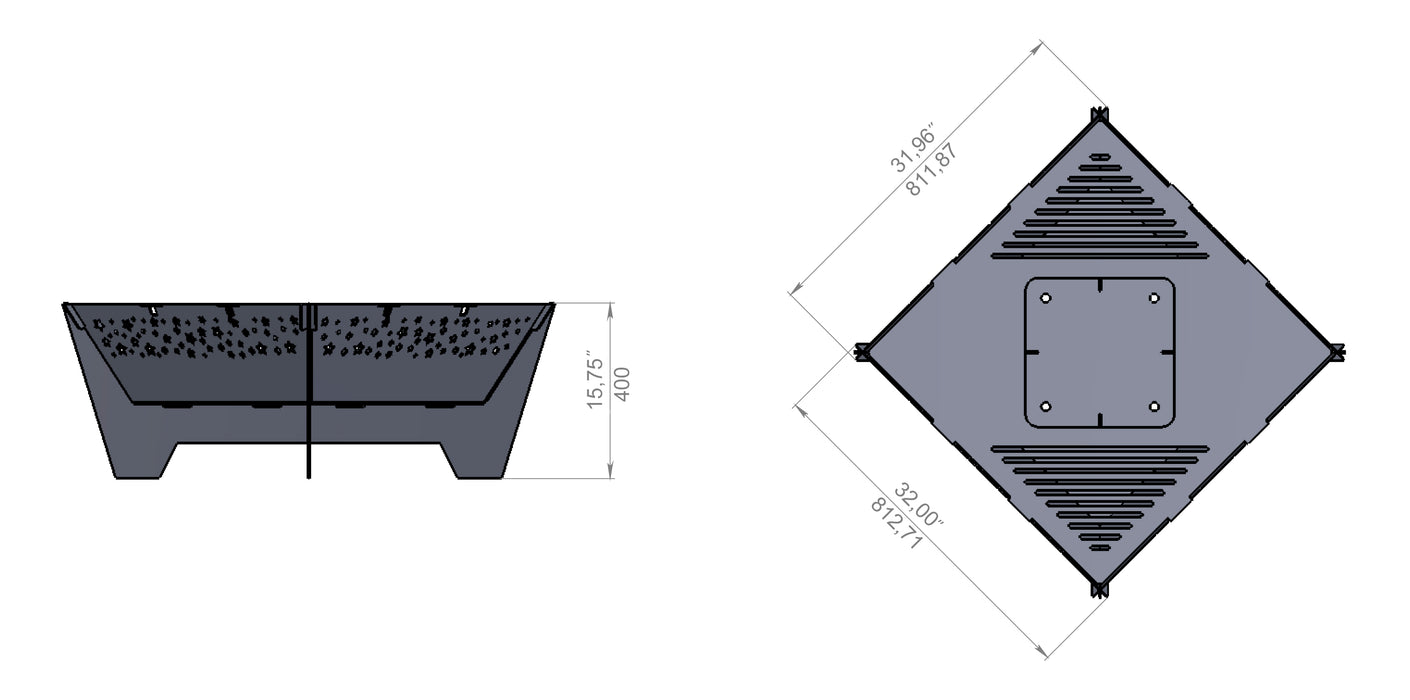 Picture - 8. Square Star 32'' fire pit, grill and bbq. DXF files for plasma, laser, CNC. Firepit.