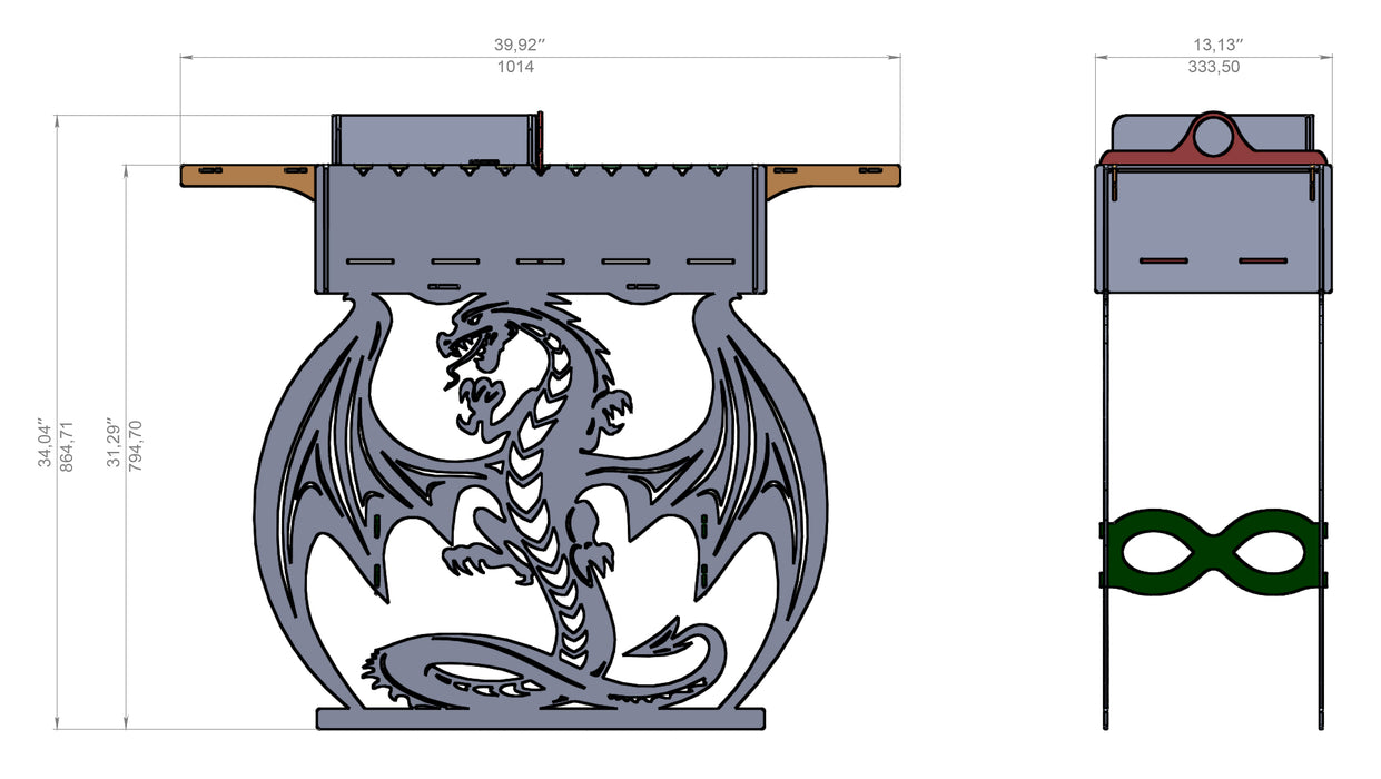 Picture - 7. Dragon fire pit, grill and bbq. DXF files for plasma, laser, CNC. Firepit.