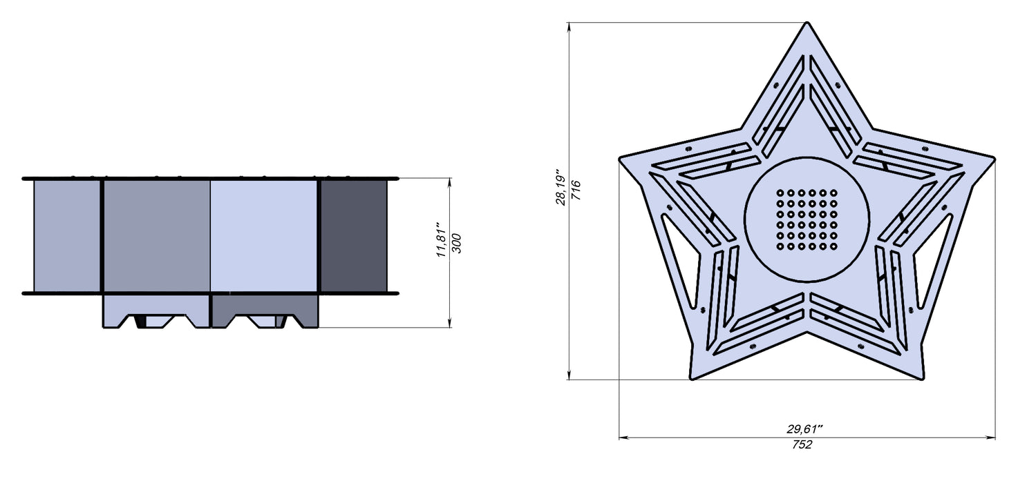 Picture - 11. Star fire pit, grill and bbq. DXF files for plasma, laser, CNC. Firepit.