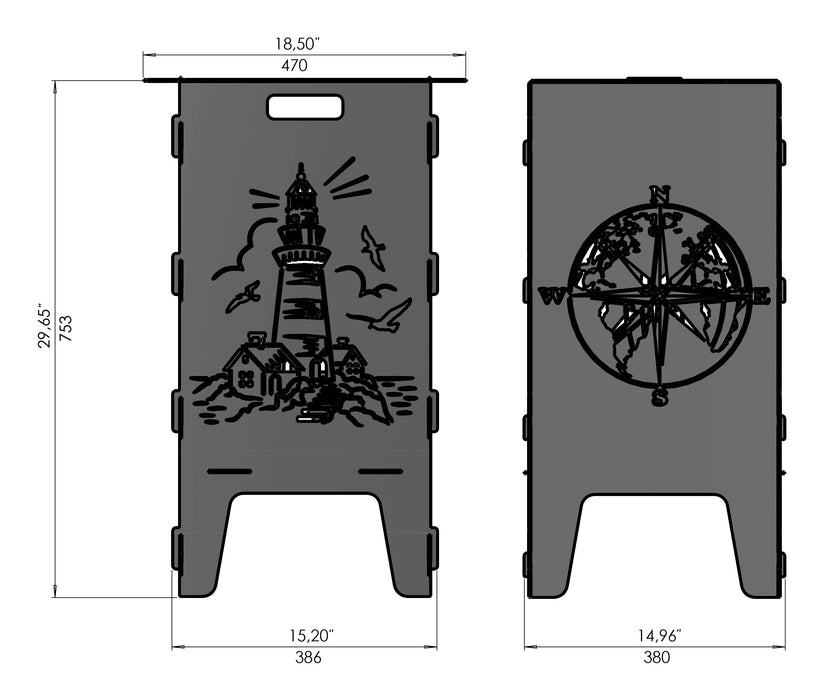 Picture - 6. Lighthouse and Compass fire pit, grill and bbq. DXF files for plasma, laser, CNC. Firepit.
