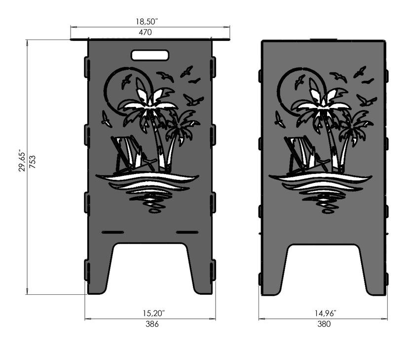 Picture - 9. Palm fire pit, grill and bbq. DXF files for plasma, laser, CNC. Firepit.