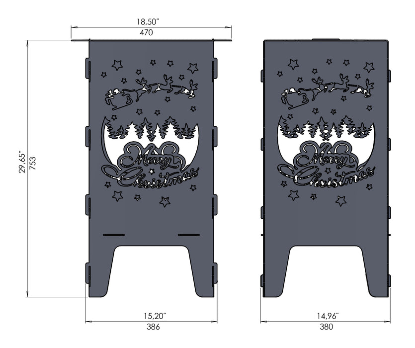 Picture - 8. Merry Christmas fire pit, grill and bbq. DXF files for plasma, laser, CNC. Firepit.