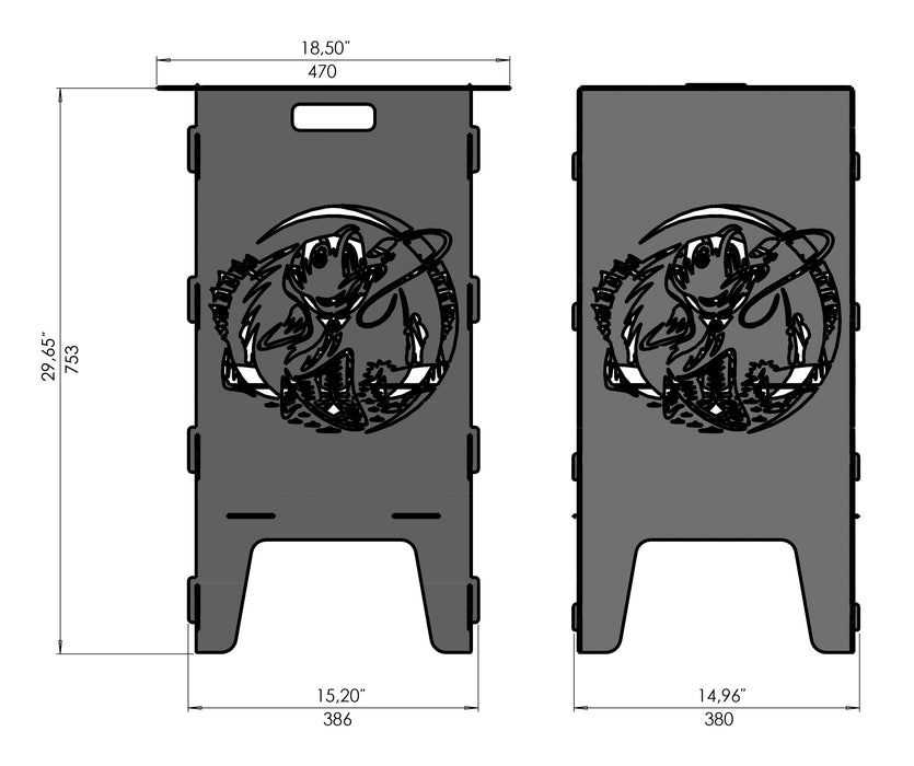 Picture - 6. Fishing V3 fire pit, grill and bbq. DXF files for plasma, laser, CNC. Firepit.
