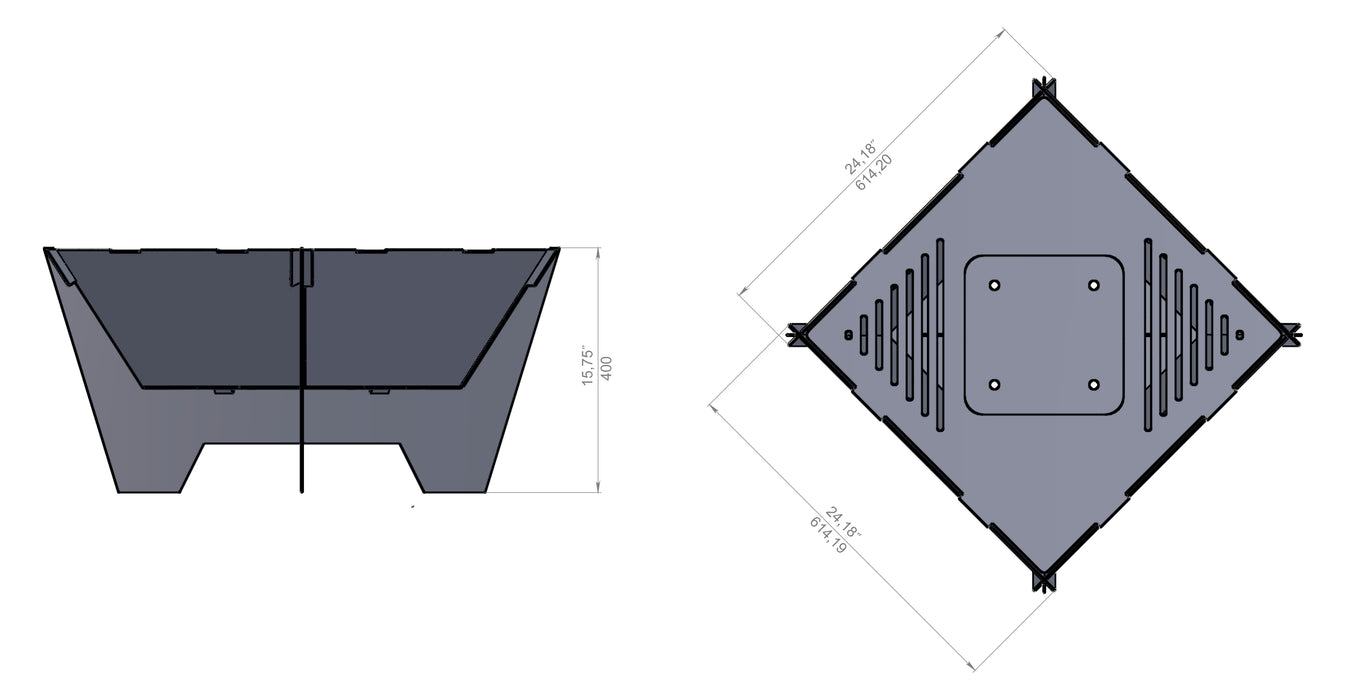 Picture - 6. Square 24" fire pit, grill and bbq. DXF files for plasma, laser, CNC. Firepit.