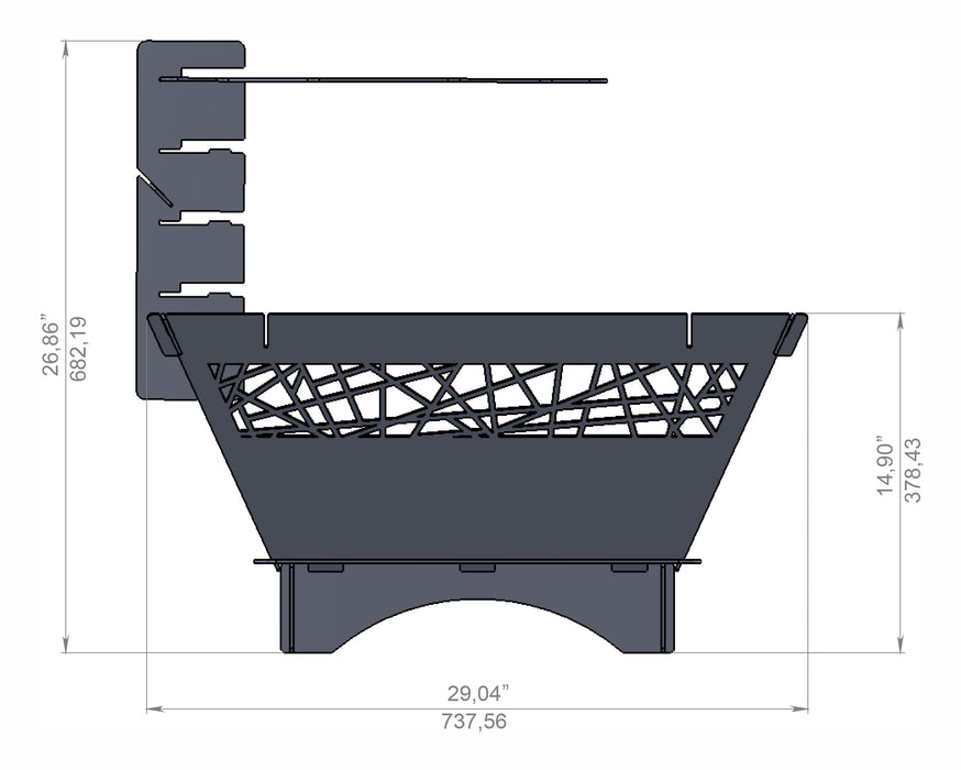Picture - 11. Square 29" with ornament fire pit, grill and bbq. DXF files for plasma, laser, CNC. Firepit.