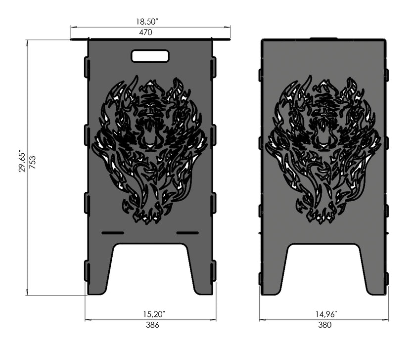 Picture - 5. Fire Tiger fire pit, grill and bbq. DXF files for plasma, laser, CNC. Firepit.