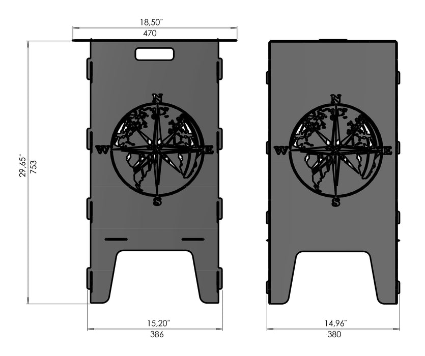 Picture - 6. Compass fire pit, grill and bbq. DXF files for plasma, laser, CNC. Firepit.