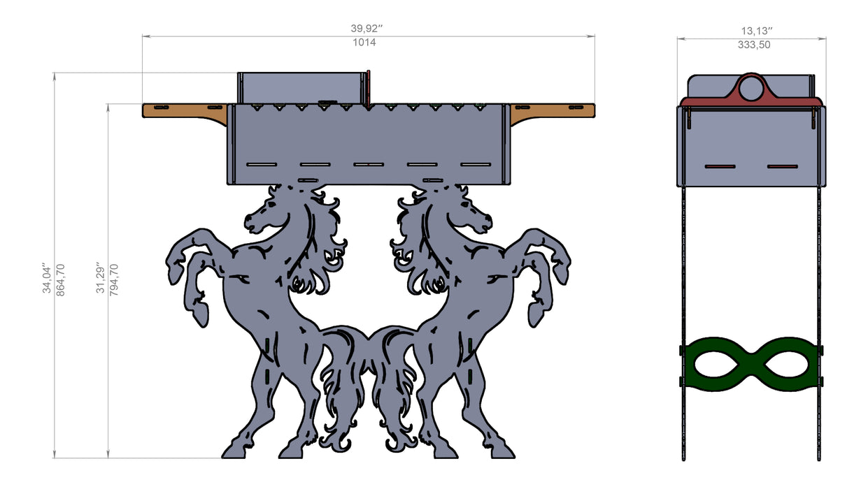 Picture - 7. Horse fire pit, grill and bbq. DXF files for plasma, laser, CNC. Firepit.