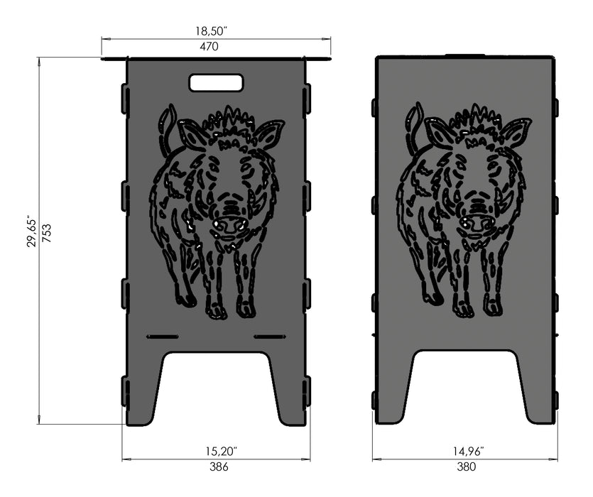 Picture - 6. Boar fire pit, grill and bbq. DXF files for plasma, laser, CNC. Firepit.