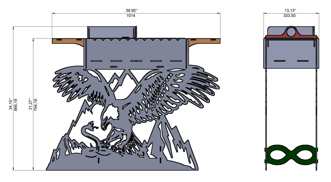 Picture - 7. Eagle fire pit, grill and bbq. DXF files for plasma, laser, CNC. Firepit.