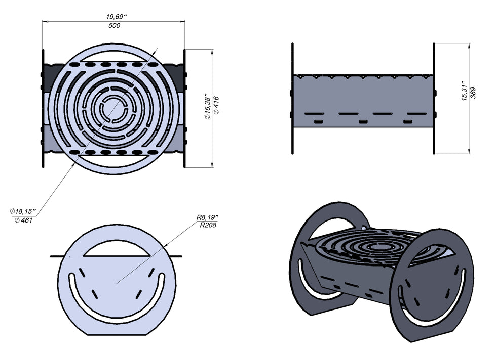 Picture - 8. Round fire pit, grill and bbq. DXF files for plasma, laser, CNC. Firepit.