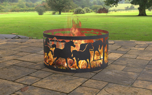 Picture - 7. Fire Pit Ring Horses II. Files DXF, SVG for CNC, Plasma, Laser, Waterjet. Garden Fireplace. FirePit. Metal Art Decoration.