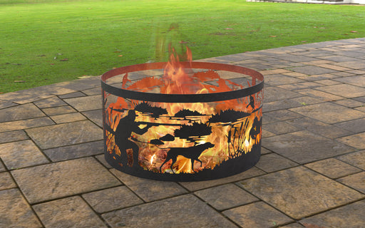 Picture - 10. Fire Pit Ring Hunting. Files DXF, SVG for CNC, Plasma, Laser, Waterjet. Garden Fireplace. FirePit. Metal Art Decoration.