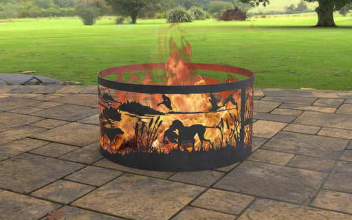 Picture - 11. Fire Pit Ring Hunting. Files DXF, SVG for CNC, Plasma, Laser, Waterjet. Garden Fireplace. FirePit. Metal Art Decoration.