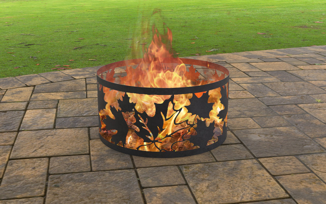 Picture - 5. Fire Pit Ring Maple Leaves. Files DXF, SVG for CNC, Plasma, Laser, Waterjet. Garden Fireplace. FirePit. Metal Art Decoration.