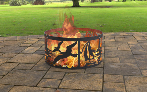 Picture - 6. Fire Pit Ring Ocean. Files DXF, SVG for CNC, Plasma, Laser, Waterjet. Garden Fireplace. FirePit. Metal Art Decoration.