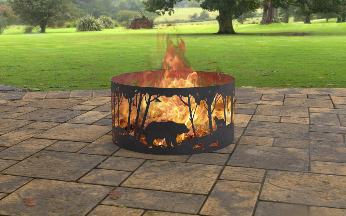 Picture - 7. Fire Pit Ring Bear. Files DXF, SVG for CNC, Plasma, Laser, Waterjet. Garden Fireplace. FirePit. Metal Art Decoration.