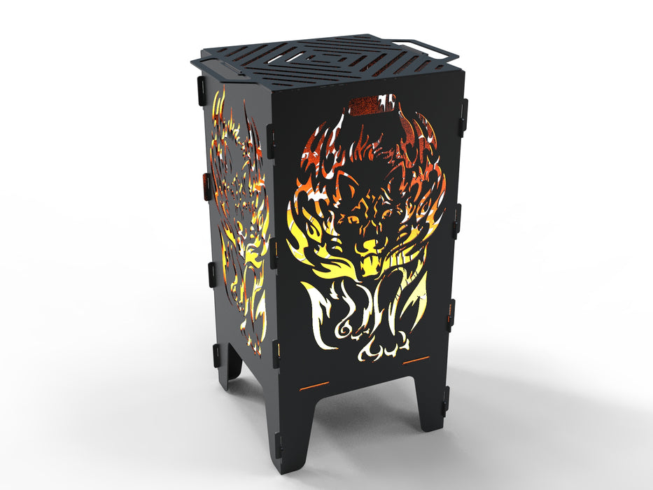 Picture - 7. Fire Wolf fire pit, grill and bbq. DXF files for plasma, laser, CNC. Firepit.