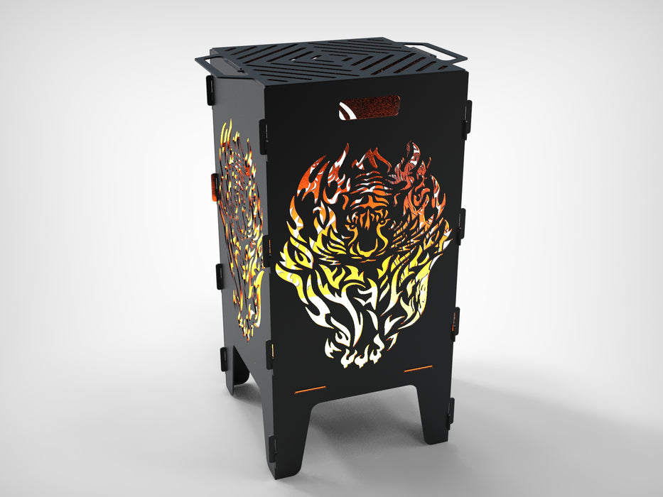Picture - 6. Fire Tiger fire pit, grill and bbq. DXF files for plasma, laser, CNC. Firepit.