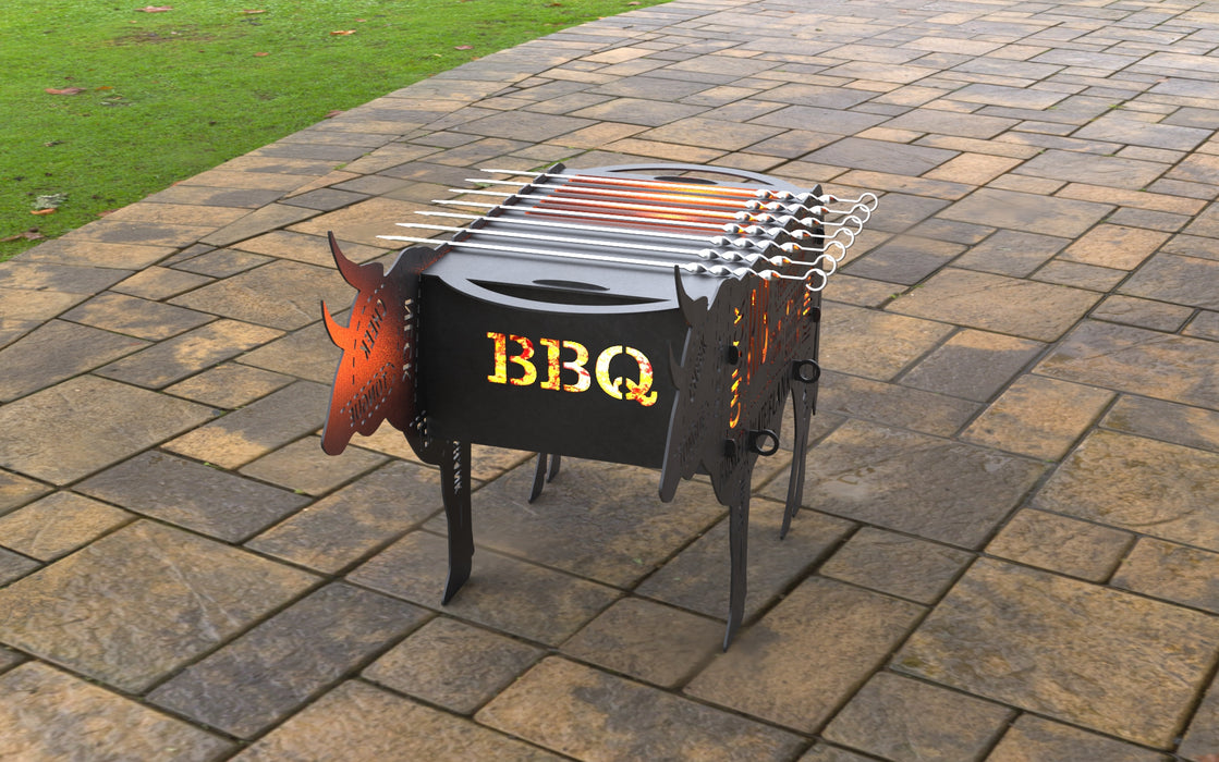 Picture - 13. Bull Fire Pit Grill. Files DXF, SVG for CNC, Plasma, Laser, Waterjet. Brazier. FirePit. Barbecue.