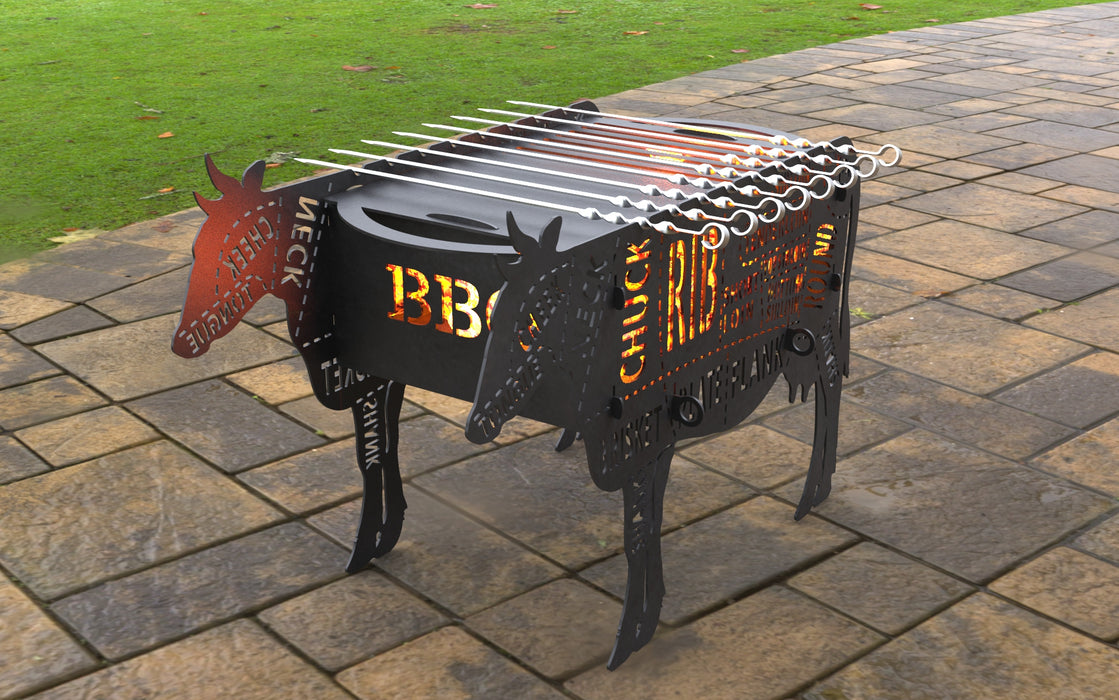 Picture - 12. Cow Fire Pit Grill. Files DXF, SVG for CNC, Plasma, Laser, Waterjet. Brazier. FirePit. Barbecue.