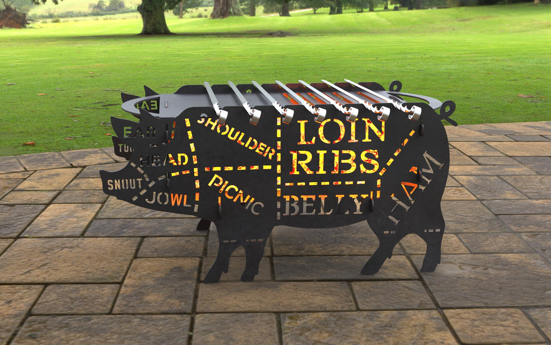 Picture - 10. Pig Fire Pit Grill. Files DXF, SVG for CNC, Plasma, Laser, Waterjet. Brazier. FirePit. Barbecue.