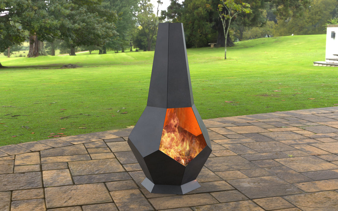 Picture - 1. Chimnea Hexagon Stone Fire pit. Files DXF, SVG for CNC, Plasma, Laser, Waterjet. Garden Fireplace. FirePit. Metal Art Decoration.