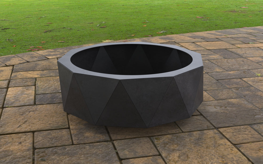 Picture - 6. Fire Pit with Triangles. Files DXF, SVG for CNC, Plasma, Laser, Waterjet. Garden Fireplace. FirePit. Metal Art Decoration.