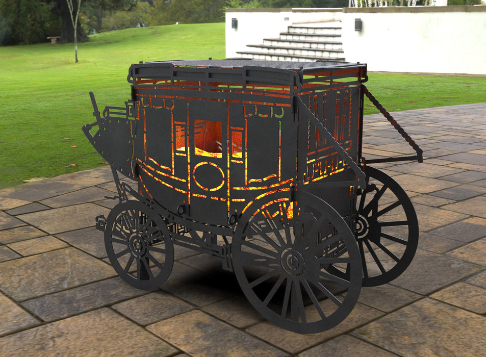 Picture - 5. Stagecoach Carriage Fire Pit Grill. Files DXF, SVG for CNC, Plasma, Laser, Waterjet. Brazier. FirePit. Barbecue.