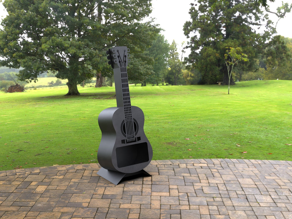Picture - 6. Guitar classic h41'' Garden Fireplace. FirePit. Metal Art Decoration. Files DXF, SVG for CNC, Plasma, Laser, Waterjet.  