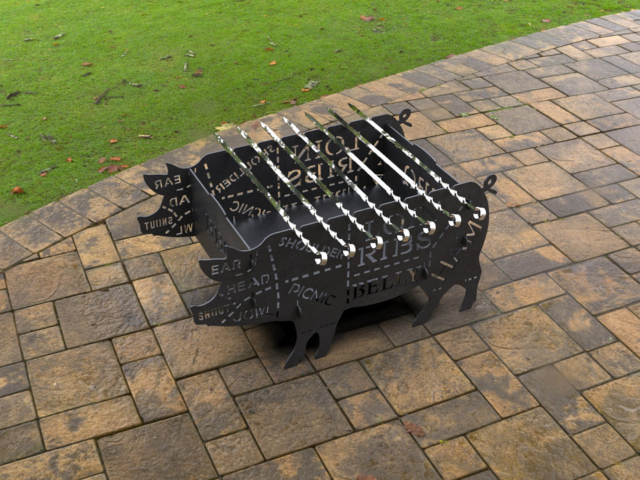 Picture - 4. Pig Fire Pit Grill. Files DXF, SVG for CNC, Plasma, Laser, Waterjet. Brazier. FirePit. Barbecue.