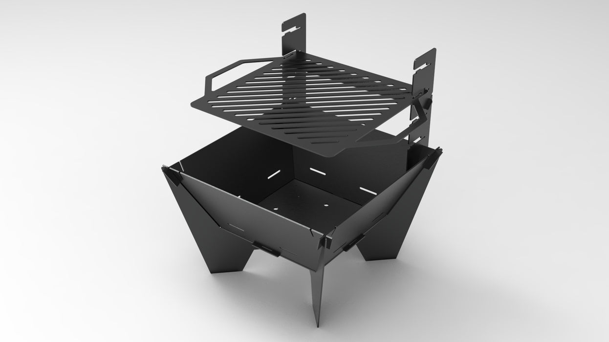 Picture - 2. Square V2 24" fire pit, grill and bbq. DXF files for plasma, laser, CNC. Firepit.