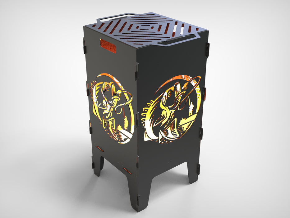Picture - 5. Fishing V3 fire pit, grill and bbq. DXF files for plasma, laser, CNC. Firepit.