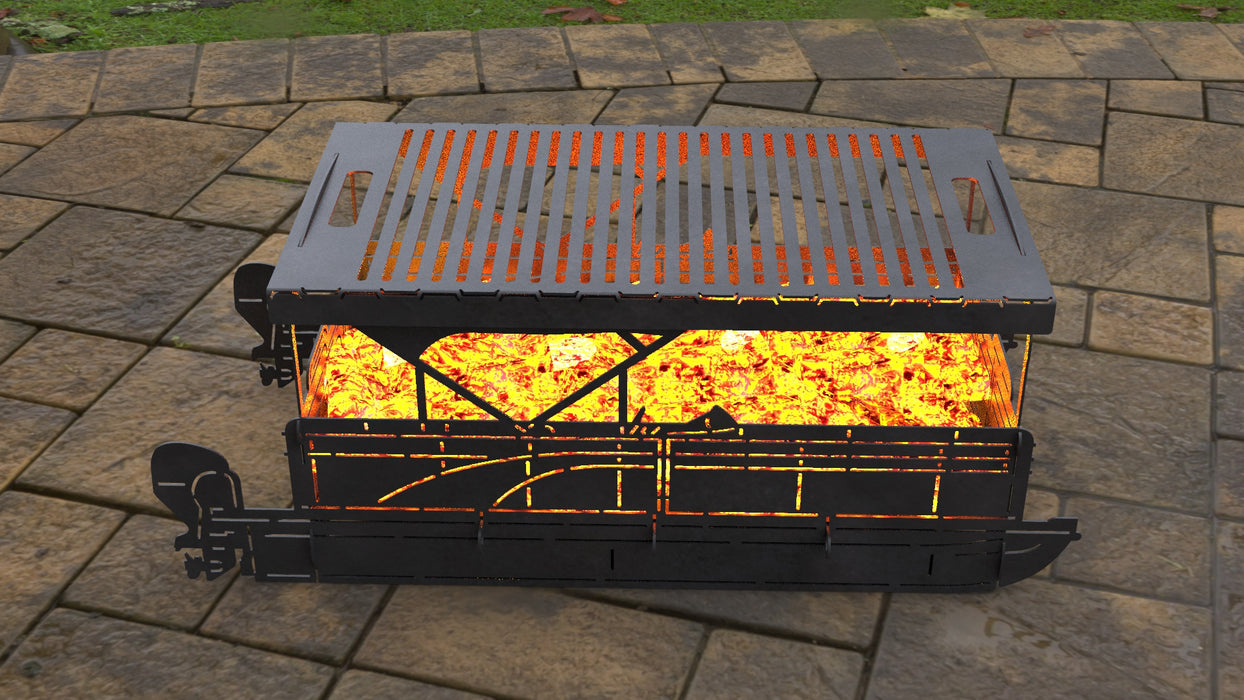 Picture - 7. Pontoon Boat Fire Pit Grill. Files DXF, SVG for CNC, Plasma, Laser, Waterjet. Brazier. FirePit. Barbecue.