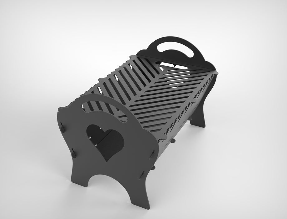 Picture - 9. Fire pit with heart, grill and bbq. DXF files for plasma, laser, CNC. Firepit.