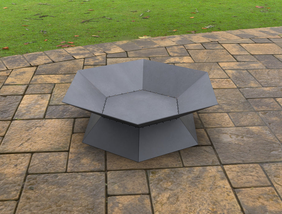 Picture - 1. Hexagon Fire Pit II. Files DXF, SVG for CNC, Plasma, Laser, Waterjet. Garden Fireplace. FirePit. Metal Art Decoration.