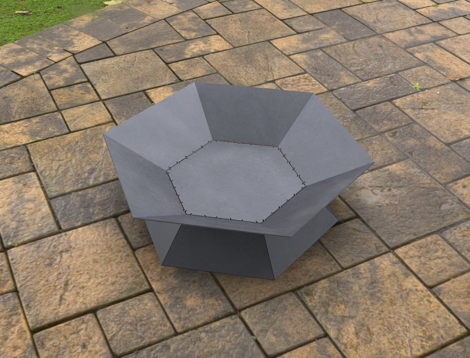 Picture - 3. Hexagon Fire Pit II. Files DXF, SVG for CNC, Plasma, Laser, Waterjet. Garden Fireplace. FirePit. Metal Art Decoration.