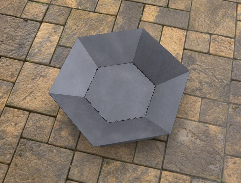 Picture - 5. Hexagon Fire Pit II. Files DXF, SVG for CNC, Plasma, Laser, Waterjet. Garden Fireplace. FirePit. Metal Art Decoration.