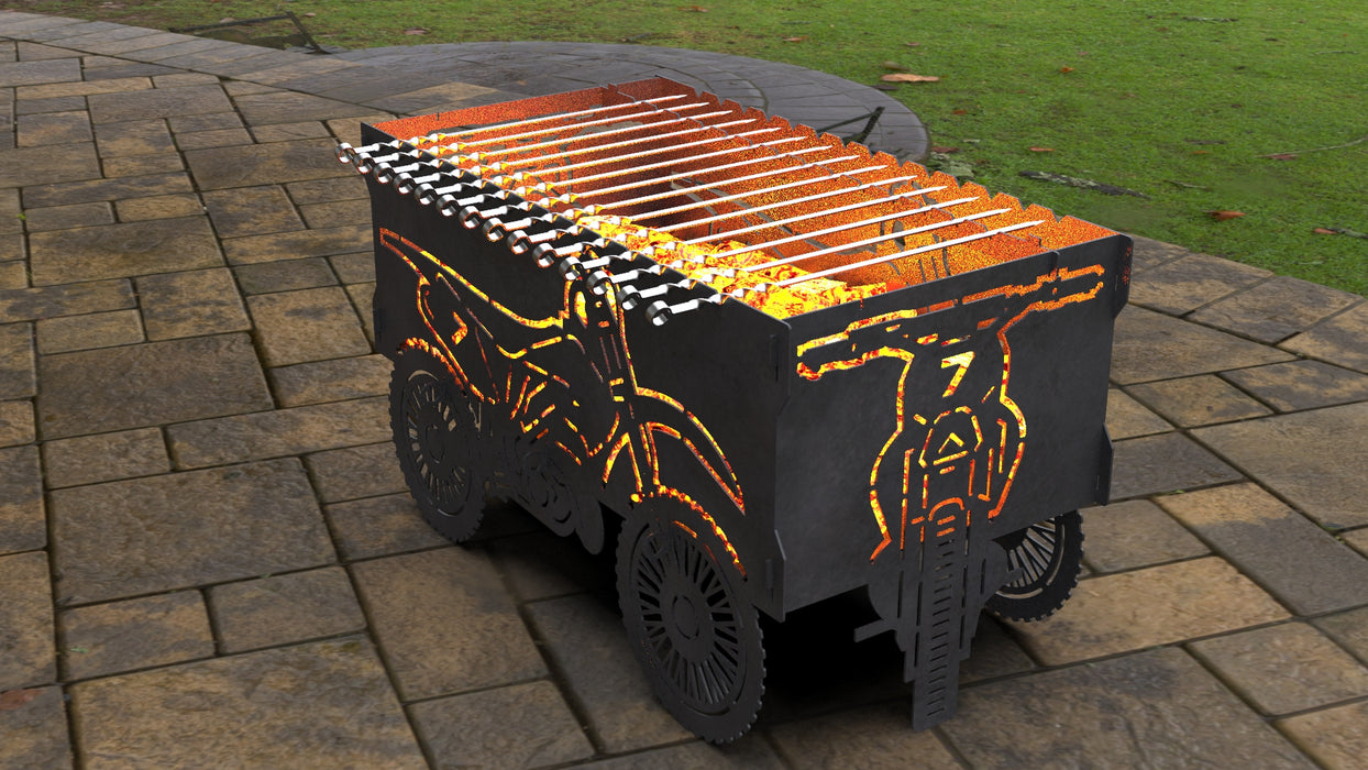 Picture - 6. Dirt Bike Fire Pit Grill. Files DXF, SVG for CNC, Plasma, Laser, Waterjet. Brazier. FirePit. Barbecue.