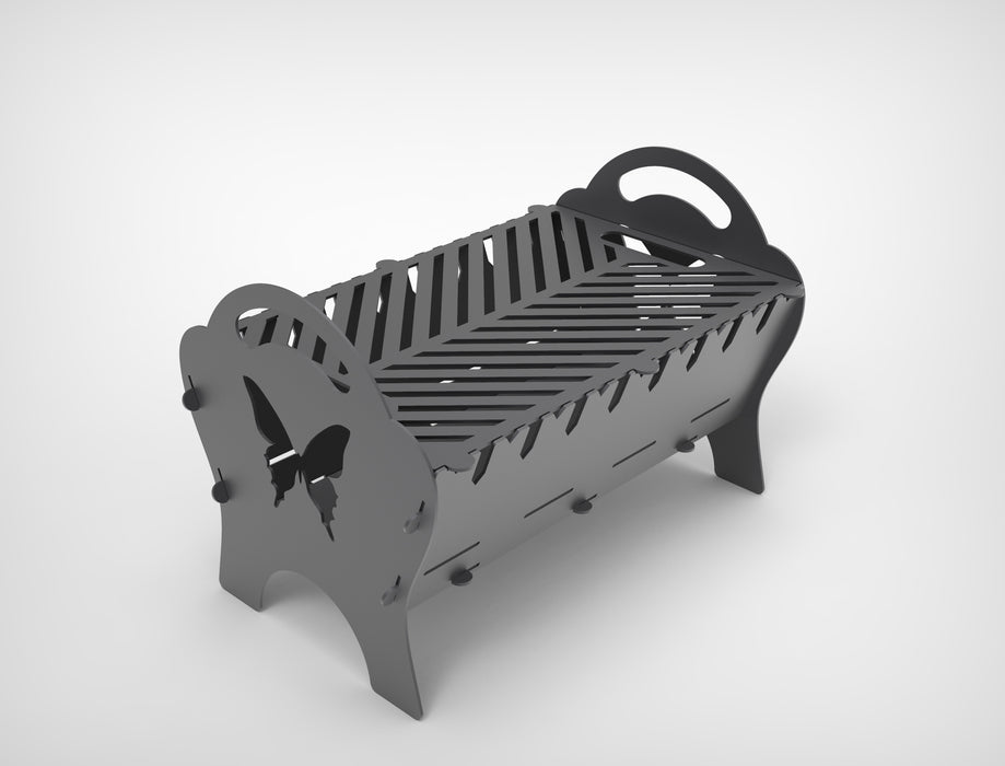 Picture - 7. Fire pit with butterfly, grill and bbq. DXF files for plasma, laser, CNC. Firepit.