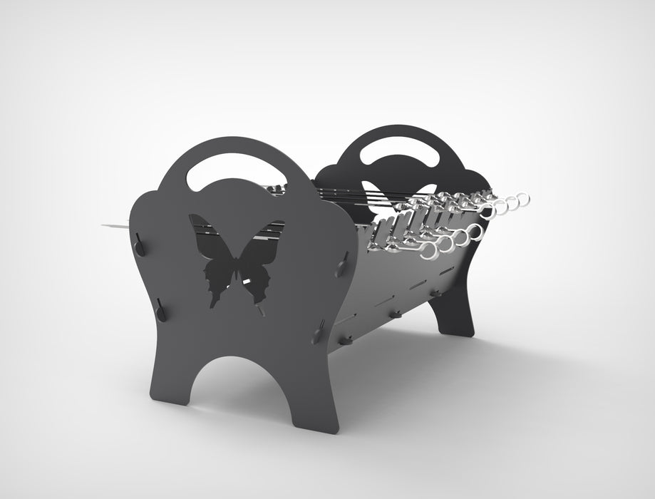 Picture - 5. Fire pit with butterfly, grill and bbq. DXF files for plasma, laser, CNC. Firepit.