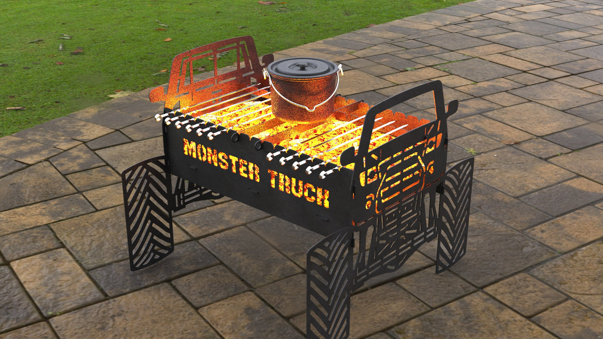 Picture - 3. Monster Truck Fire Pit Grill. Files DXF, SVG for CNC, Plasma, Laser, Waterjet. Brazier. FirePit. Barbecue.